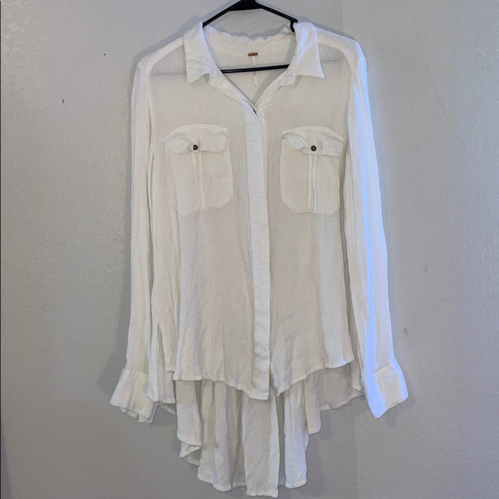 Free People Peplum Cream Sweater High-Low/ M